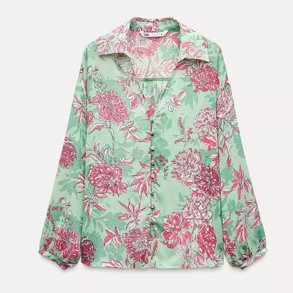 Zara Tops - NWT Zara oversized floral printed button down top